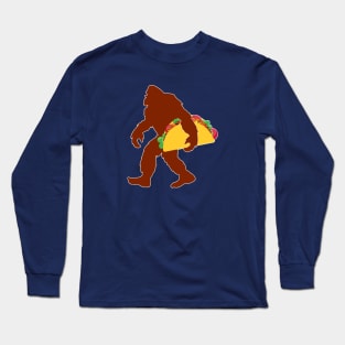 Funny Bigfoot Carrying Tacos Long Sleeve T-Shirt